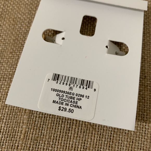 Charter Club Goldtone Tube Hoop Earrings - Picture 4 of 9